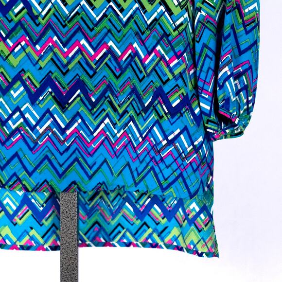Amanda Uprichard Women's 100% Silk Blouse Colorful Geometric SMALL Lightweight - Picture 2 of 5